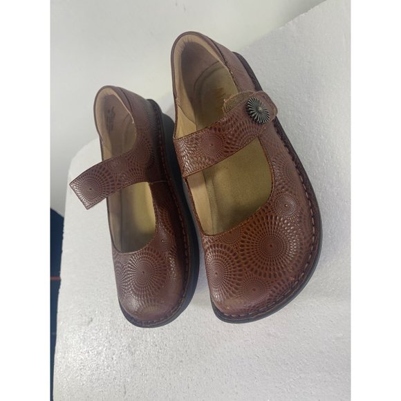 Alegria Paloma Clogs Women's size 9.5 Mary Jane Brown Leather Embossed Comfort - Picture 11 of 16